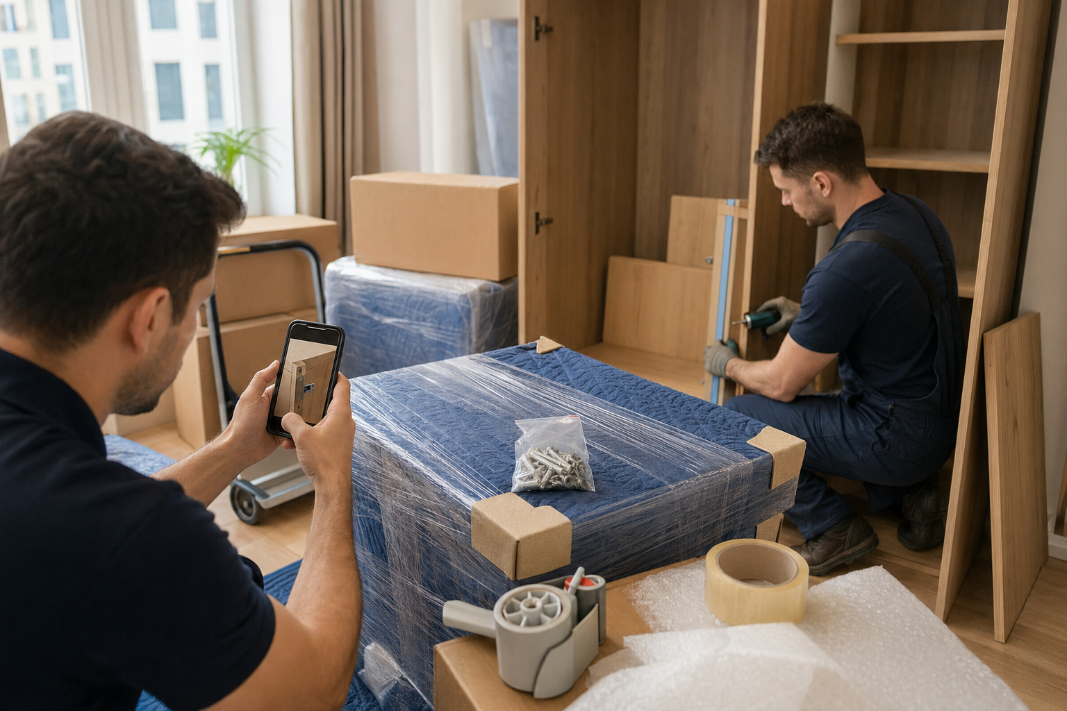 Разборка и упаковка мебели перед перевозкой: заявка, фотофиксация и защита от доплат